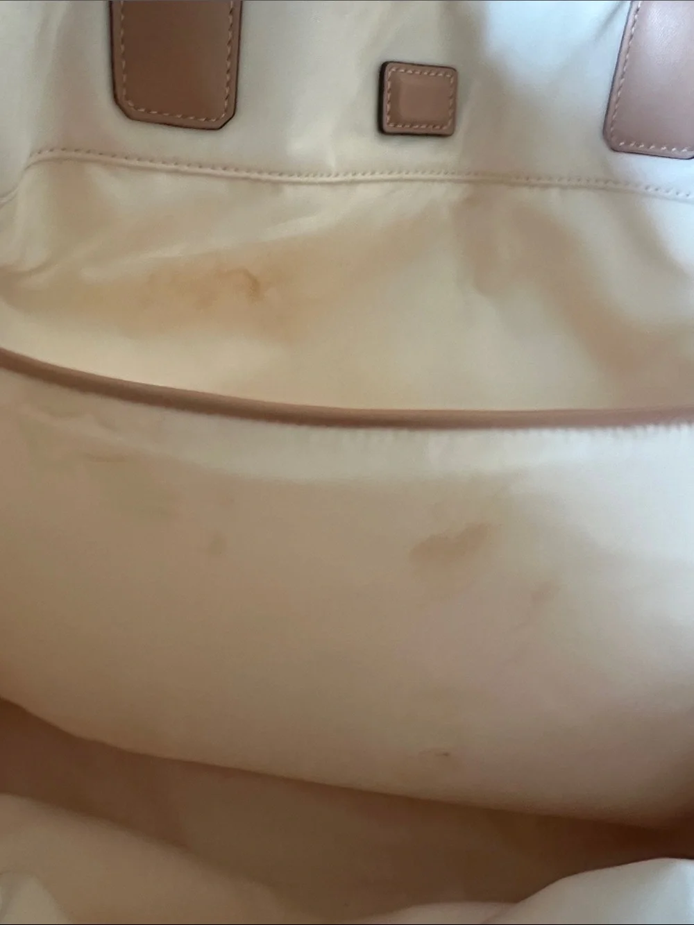 Cream Floral Tote with Tan Leather Accents